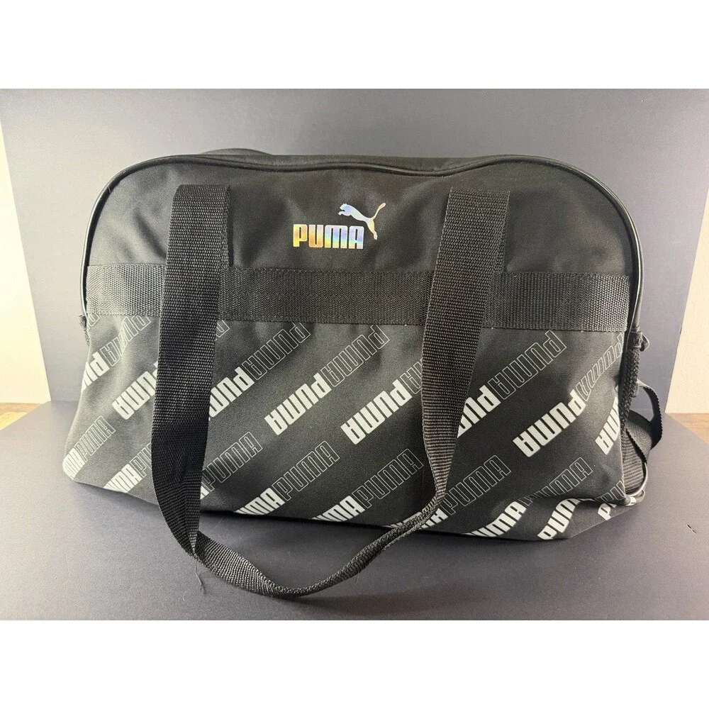 Puma Black & White Logo Gym Bag / Duffel Bag w/ Shoulder Strap - Excellent Cond.